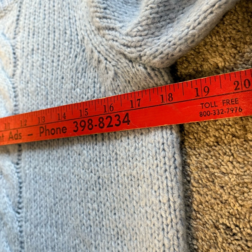 Madewell Bayfront Turtleneck Sweater XS Baby Blue Chunky Cable Knit - Picture 6 of 7